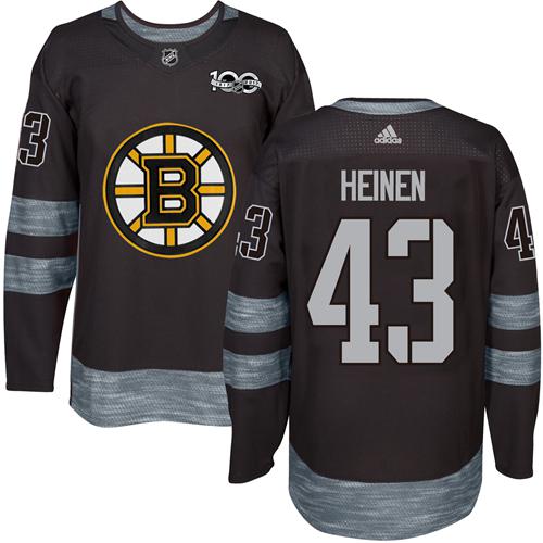 Adidas Boston Bruins No43 Danton Heinen Black Home Authentic USA Flag Stitched NHL Jersey